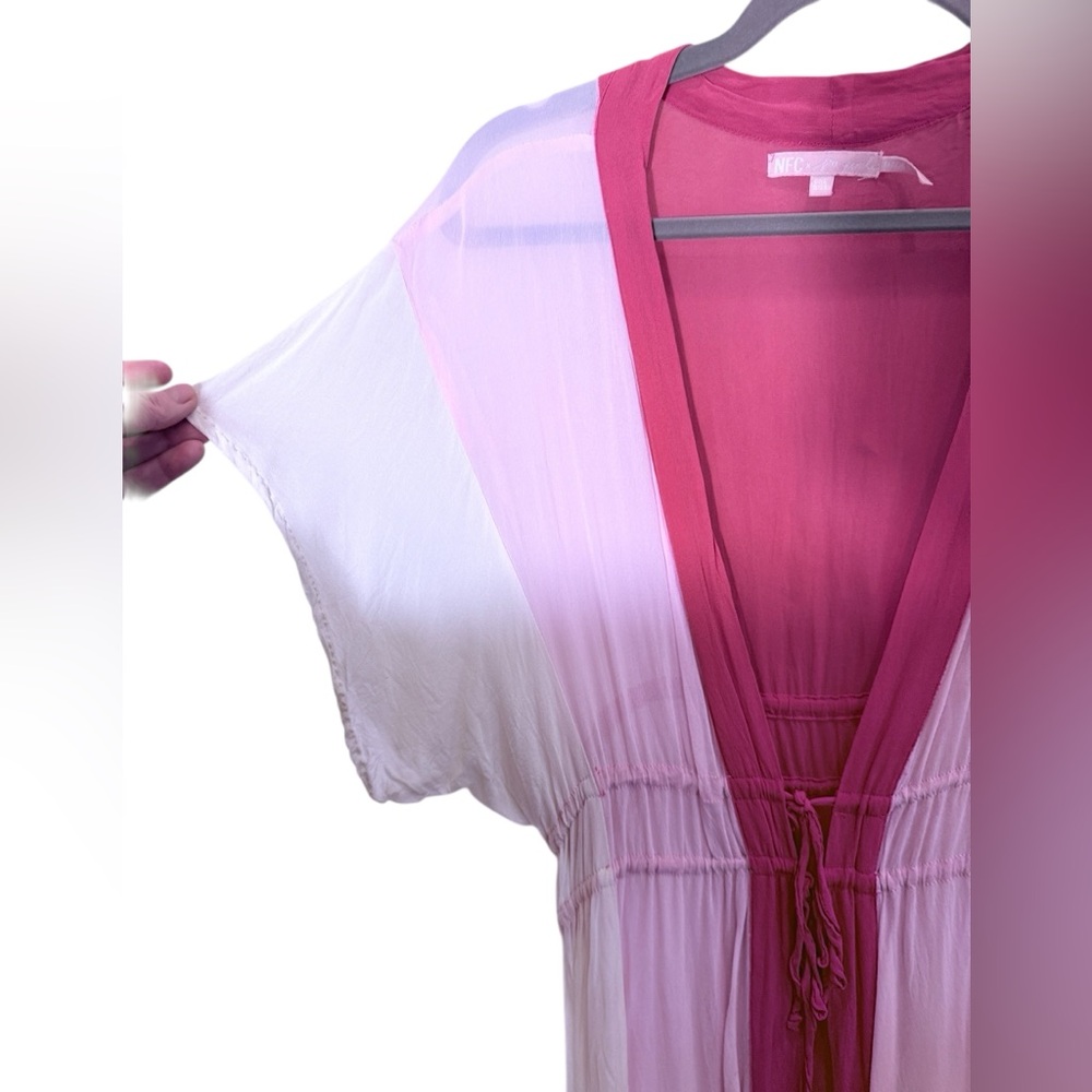 NFC X Free People Womens Sheer Chiffon Boho Long Kaftan Kimono Robe Sz O/S - Picture 2 of 9